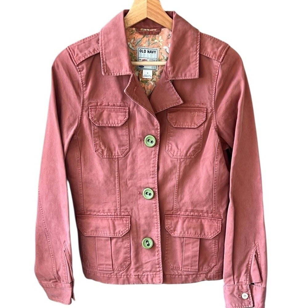 Old Navy Vintage Y2K Rust Sz S Utility Jacket Floral Lined